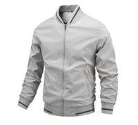 Mens Jackets Smart Casual-Summer Bomber Jacket Leisure Coat Men Varsity Harrington Jackets Cargo Outwear With Pockets Thin Holiday Outdoor Top White M