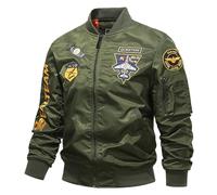 Mens Jackets Smart Casual-Summer Nasa Bomber Jacket Men Varsity Harrington Jackets Casual Coat Full Zip Outwear With Pockets Holiday Outdoor Top Dark Green XL
