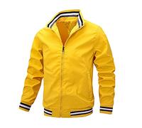 Men'S Jackets Zip Up Stand Collar Trucker Jackets Lightweight Waterproof Jacket Striped Elasticated Cuffs Windbreaker Casual Smart Versatile Sportwear Work Walking Hiking Golf Running