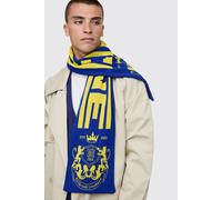 Men's Jacquard Knitted Scarf | Navy | BOOHOOMAN