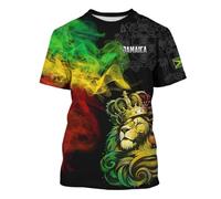 Men's Jamaican Flag T Shirt Print Short Sleeve Shirt Novelty Round Neck Top Jamaican Tee Unisex Christmas T Shirt Black