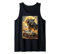 Mens Japanese JDM Legend Drift Race Car Tiger Full Moon Art Tank Top