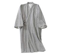 Men's Japanese Kimono Double Gauze Cotton Robe Plus Size Zen Clothing Taoist Clothing (Size L, B4)