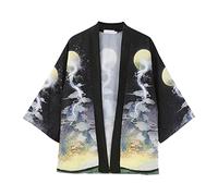 Men's Japanese Kimono Jacket Fashion Men's Kimono Cardigan Tops Oversize Shirts Popular Pattern Printed Top Shirt Taoist Fashion Loose Gown Top, 2-yellow, XXL