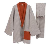 Men's Japanese Style Robes Loose Thicker Warm Winter Kimono Pajamas Suit-A Size M