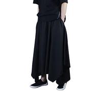Men's Japanese Style Samurai Hakama Harem Trousers Yoga Ninja Trousers Black Large Sizes Casual Trousers Comfortable Soft Home Loose Crop Pants Oversized Skirts, O Black, M