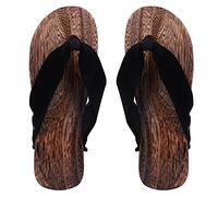 Men's Japanese Wooden Geta Sandals - Traditional Kimono Flip Flops, Summer Slippers for Home and Beach - Ladies Dressy Slide Sandals With Flat Heel