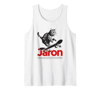 Mens JARON - Cute Boy Name with cool with cool Cat & Skateboard Tank Top