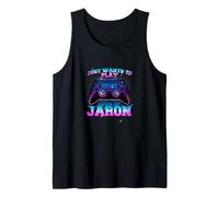 Mens JARON - LEVEL UP with Controller: JUST WANTS TO PLAY Tank Top