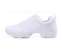Men's Jazz Shoe, Breathable Ballroom Dance Shoes Leather Latin Shoes,White,6 UK