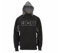 Mens JCB Horton Black Heavyweight Hooded Sweatshirt Hoody Hoodie Workwear Top Sz