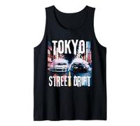 Mens JDM Japan Tokyo Drift Racing Cars Street Drifting at Night Tank Top