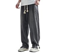 Mens Jeans 38 Waist 32 Leg - Man Winter Casual Daily Lazy Versatile Fashion Reflective Dirty Wear Outdoor Workwear Pocket Pants (Black, L)