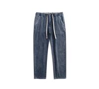 Mens Jeans Basic Wide Leg Big Plain Straight Thin Mid-Waist Elastic Slimming Daily Commuting Straight-Leg Loose Men'S Jeans 1Xl Can Be Worn Up To 175 Pounds Blue