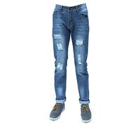Men's Jeans Designer Style Light Denim Distressed Rip Regular Fit Fashion Chino Trouser Clothing All Waist & Lengths Available (W 36 L 36)