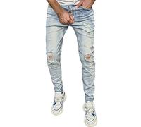 Mens Jeans for Men UK,Tapered Ripped Jeans Athletic-Fit Men's Stretch Straight Leg Regular Fit Classic Basic Denim Pants Durables Mens Work Joggers Blue XXL