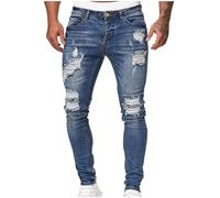 Mens Jeans Ripped Jeans with Pockets Slim Fit Denim Trousers High Stretch Skinny Jean Trouser Vintage Washed Color Bottoms Smart Casual Pants for Men Daily Wear M-3XL