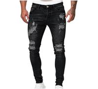 Mens Jeans Ripped Jeans with Pockets Slim Fit Denim Trousers High Stretch Skinny Jean Trouser Vintage Washed Color Bottoms Smart Casual Pants for Men Daily Wear M-3XL