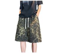 Mens Jeans Shorts -Men's Denim Europe and America Leopard Print Baggy Wide Legged Cargo (Camouflage XL)