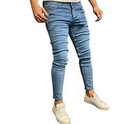 Mens Jeans Slim Fit Skinny Denim Stretch Tapered Jean Pants for Men - Denim Jogger Moto Biker Sweatpants Stretchy Tapered Skinny Leg Jegging Blue L