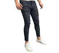 Mens Jeans Slim Fit Skinny Denim Stretch Tapered Jean Pants for Men - Denim Jogger Moto Biker Sweatpants Stretchy Tapered Skinny Leg Jegging Black L