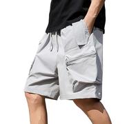 Mens Jersey Shorts - Men'S Shorts System Summer Casual Hundred Sports Stowable Breathable Beach Five Pants (Includes Storage Bag) (Light Gray M)