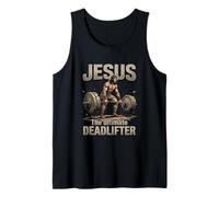 Mens Jesus The Ultimate Deadlifter Stone Weight Christian Gym Tank Top