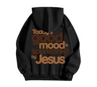 Men's Jesus Themed Lettering Printed Hoodies Autumn Winter Warm Sweatshirt Lightweight Breathable Hoodie Sport Casual Sweatshirts, Vests and Sweatshirts Oversized Sweatshirts Pullover, 01-black, M