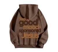 Men's Jesus Themed Lettering Printed Hoodies Autumn Winter Warm Sweatshirt Lightweight Breathable Hoodie Sport Casual Sweatshirts, Vests and Sweatshirts Oversized Sweatshirts Pullover, 01-Brown, 3XL