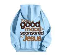 Men's Jesus Themed Lettering Printed Hoodies Autumn Winter Warm Sweatshirt Lightweight Breathable Hoodie Sport Casual Sweatshirts, Vests and Sweatshirts Oversized Sweatshirts Pullover, 01-Light Blue