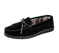 Mens Jo & Joe New England Real Suede Leather Moccasin Slippers Size 7-12 (UK 7, Black)