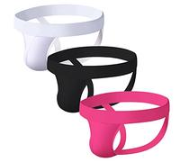 Men's Jockstraps Athletic Supporters Underwear Sexy Jock Strap Sports Cotton Stretch Thong (Pink/Black/White,XXL)
