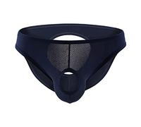 Mens Jockstraps Underwear - Front Open Hole G Strings Thong Hollowed Out Buttock Lingerie Sexy Jock Strap Underpant Bulge Pouch Briefs Panties Mesh Breathable Briefs Men Erotic Underwear Dark Blue