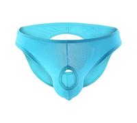 Mens Jockstraps Underwear - Front Open Hole G Strings Thong Hollowed Out Buttock Lingerie Sexy Jock Strap Underpant Bulge Pouch Briefs Panties Mesh Breathable Briefs Men Erotic Underwear Blue