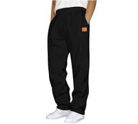 Mens Joggers Bottoms Casual Fashion Drawstring Elastic Waist Loose Straight Sweatpants Solid Classic Sports Running Gym Work Tracksuit Trousers Black L