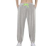 Mens Joggers Bottoms - Men Trousers Men'S Pants Ice Silk Pants Men'S Summer Thin Style Loose Nine Points Sports Haren Pants Men'S Casual Pants (Grey, Xxxl)