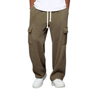 Mens Joggers Bottoms Straight Leg Cargo Trousers Relaxed Fit Elasticated Waist Tracksuit Bottoms Open Hem Sweatpants with Pockets Drawstring Casual Breathable, Comfortable, Soft Jogging Bottoms