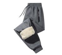 Mens Joggers Fleece Lined Jogging Bottoms Thermals Drawstring Sweatpants Warm Plush Trousers Winter Thick Tracksuit with Pockets Sherpa Tracksuit Bottoms for Sports Gym Skiing Dark Gray