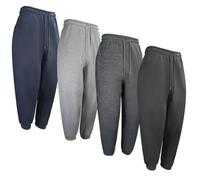 Mens Joggers Fleece Winter Warm Cuffed Bottom Pants Elasticated waisteCasual Slight Stretch Gum Lounge Travel wear Zipped Pockets (UK, Alpha, XL, Regular, Regular, Black)