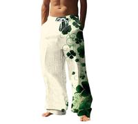 Mens Joggers St. Patrick's Jogging Sweatpants Clover Shamrock Printing Straight Leg Paddy's Day Casual Pants Loose-Fit Trouser Lightweight Joggers Elastic Waisted Tracksuit Bottom