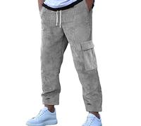 Mens Joggers With Zip Pockets,Mens Corduroy Cargo Sweatpants Long Solid Elastic Waist Casual Pants Hip Hop Streetwear Pant