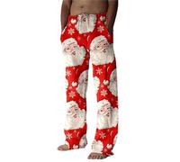 Men's Jogging Bottoms, Christmas Casual Trousers for Men, Special Edition, Santa Red Green, Festive Checked Casual Trousers, Men's Casual Trousers, Stretch, red, XXL