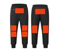 Men's Jogging Bottoms, Heated Thermal Trousers with Advanced Temperature Control for Warm Winter Fleece Lining, Comfortable Leisure Black