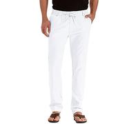 Men's jogging bottoms, long casual trousers have an elastic waistband, a zip with adjustable internal drawstring for a fit, for men, casual trousers, gym, White, XL