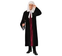 Mens Judge's Gown Costume Brrister Lawyer Court Black Robe Adult Fancy Dress