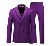 Mens Jugging Suits Men's Suit Slim 2 Suit Business Wedding Party Jacket Coat & Pants Mandarin Suits for Men (Purple, XL)