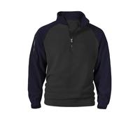 Mens Jumper 1/4 Zip Hoodless Long Sleeve Sweatshirt Stand Collar Plus Size Pullover Fleece Autumn Winter Warm Outdoor Jacket Casual Patchwork Sweat Tops (Navy, L)