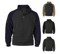 Mens Jumper 1/4 Zip Hoodless Long Sleeve Sweatshirt Stand Collar Plus Size Pullover Fleece Autumn Winter Warm Outdoor Jacket Casual Patchwork Sweat Tops (Black, XXXL)