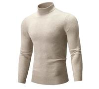 Mens Jumper 4XL, Arrival Sweater: Half High Neck Casual Solid Color Knit Layer (Beige, M)