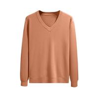 Men's Jumper V Neck Long Sleeve T-Shirt Top Classic Soft Pullover Regular Fit Winter Sweater Casual Solid Color Workwear Sports Sweatshirt Gold